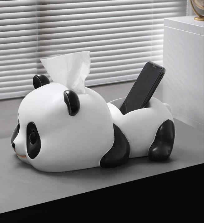 Cute Panda Phone Remote Organizing Storage Box & Tissue Box
