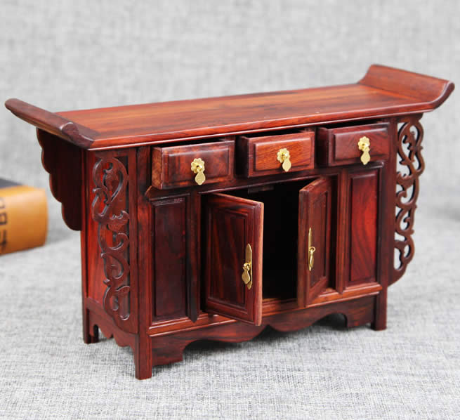 Retro Mini Rosewood Desk Shape Storage Box Jewelry Wood Organize