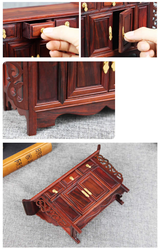 Retro Mini Rosewood Desk Shape Storage Box Jewelry Wood Organize