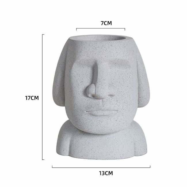 Abstract Easter Island Stone Man Organizes Storage Pen Holder