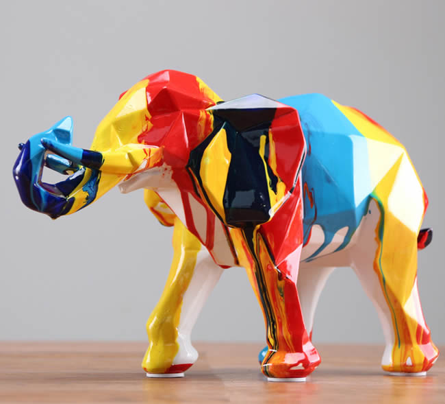 Abstract Modern Art Color Painting Elephant Decoration Sculpture Ornaments