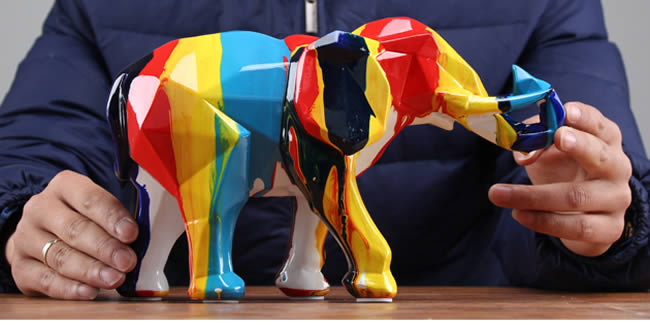 Abstract Modern Art Color Painting Elephant Decoration Sculpture Ornaments