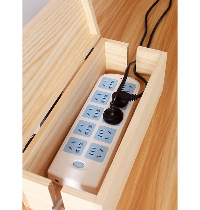 Desktop Wooden Power Outlet Organize Storage Box Wood Phone Holder