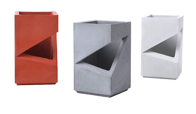 Creative Art Notched Square Office Concrete Pen Holder