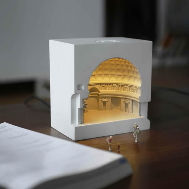 Classic Building Concrete Pantheon Night Light Decoration Ornaments