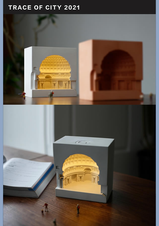 Classic Building Concrete Pantheon Night Light Decoration Ornaments