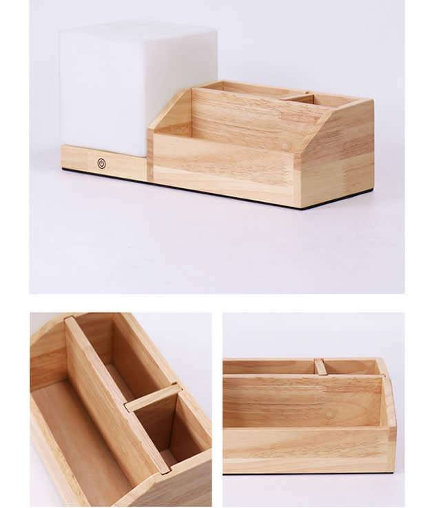 Creative Desktop Wooden Storage Box With Night Light Function