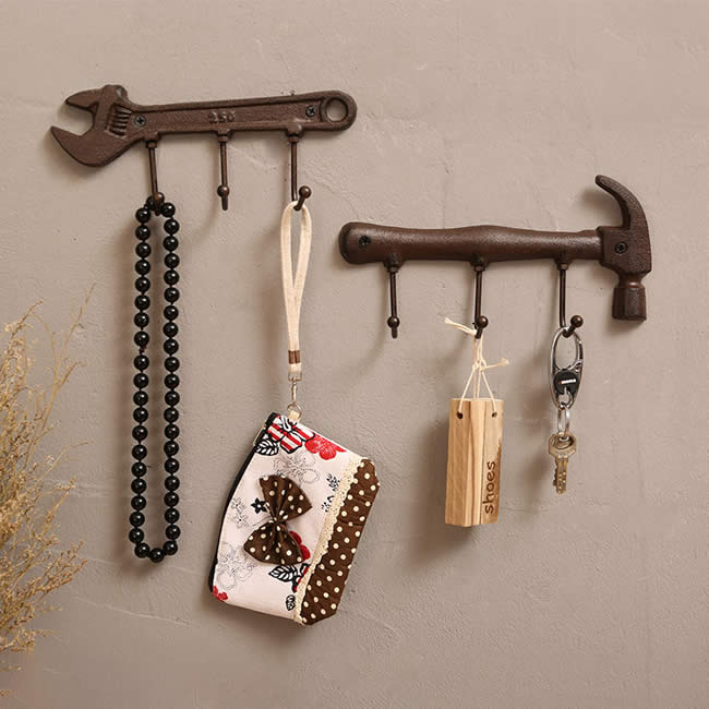 Retro Hammer Wrench Tool Shape Wall Decoration Hook