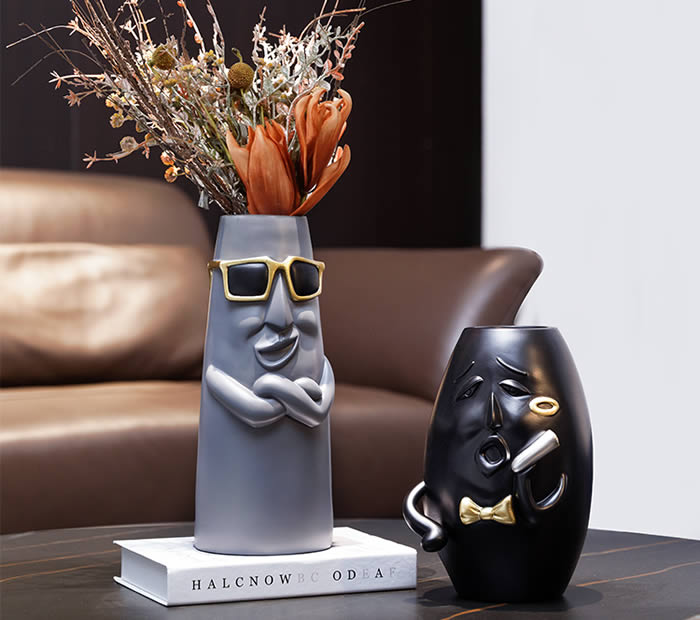 Abstract Art Figure Shape Decorative Vase,For Home Living Room Office