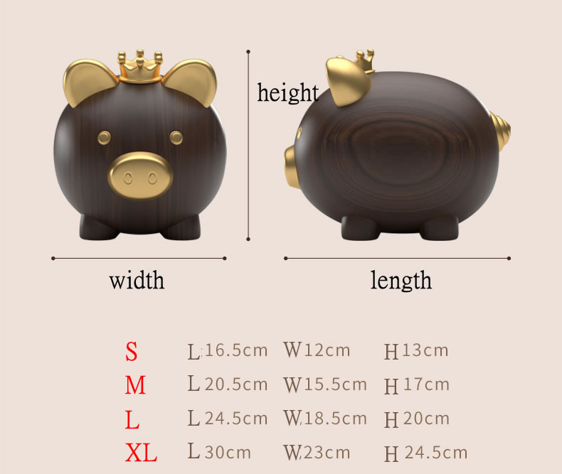 Classic Imitation Black Walnut Color Pig Piggy Bank