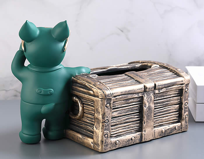 Creative Bulldog And Treasure Box Decoration Tissue Box