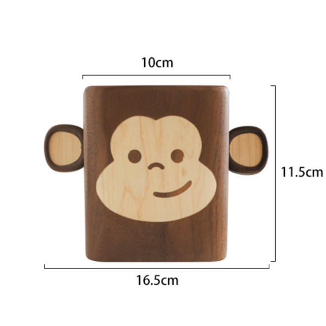 Cute Wooden Monkey Desktop Organizer Pen Holder