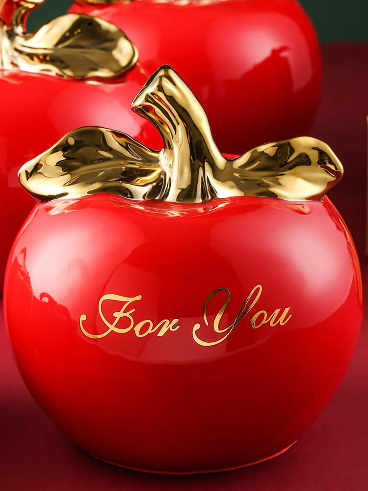 Exquisite Christmas Red Apple Decorative Piggy Bank