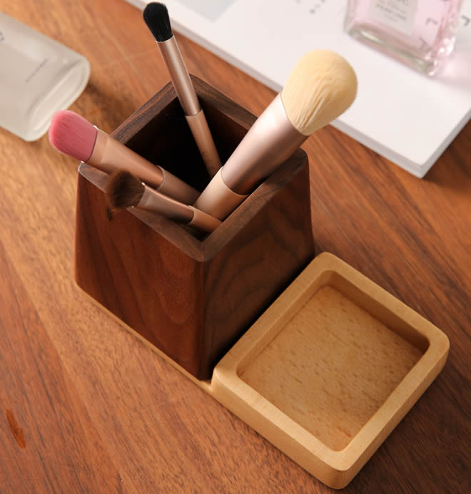 Exquisite Pure Wood Office Organize Storage Pen Holder