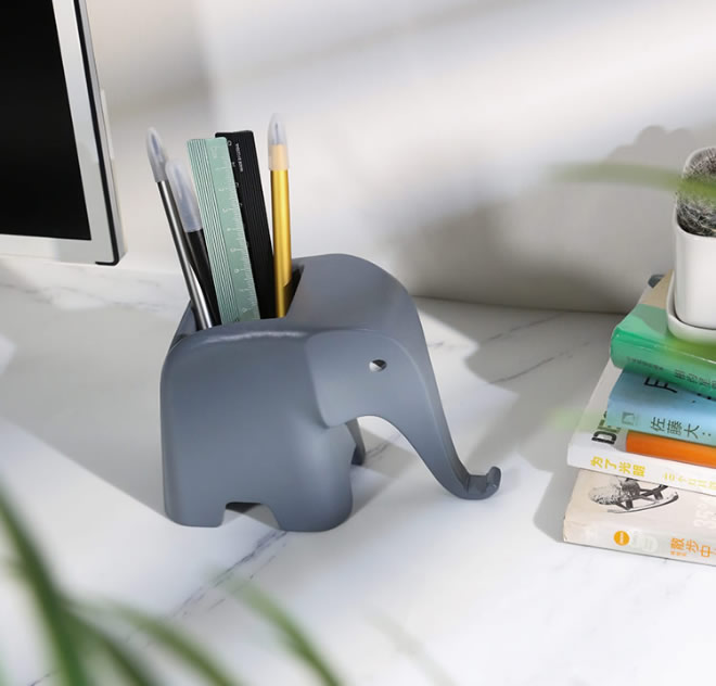 Geometric Art Elephant Office Organizer Pen Holder