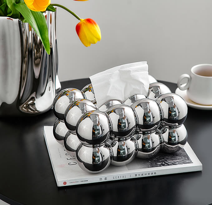 Modern Geometric Art Ball Shaped Desktop Decoration Tissue Box