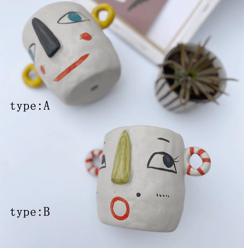 Abstract Cartoon Smiley Small Flower Pot