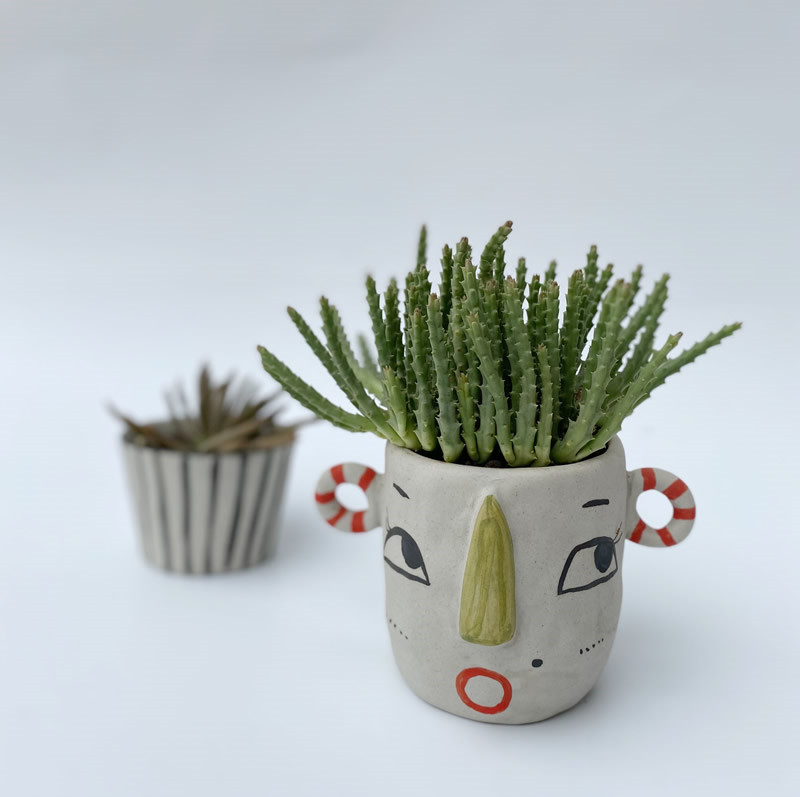 Abstract Cartoon Smiley Small Flower Pot