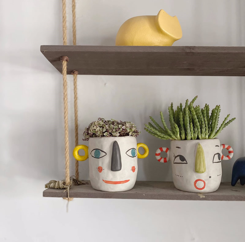 Abstract Cartoon Smiley Small Flower Pot