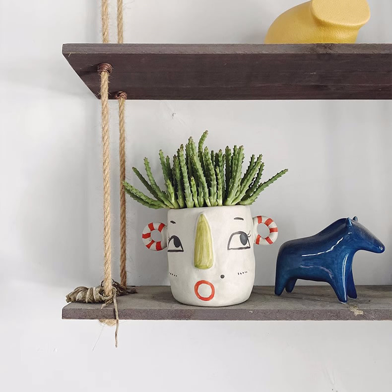 Abstract Cartoon Smiley Small Flower Pot