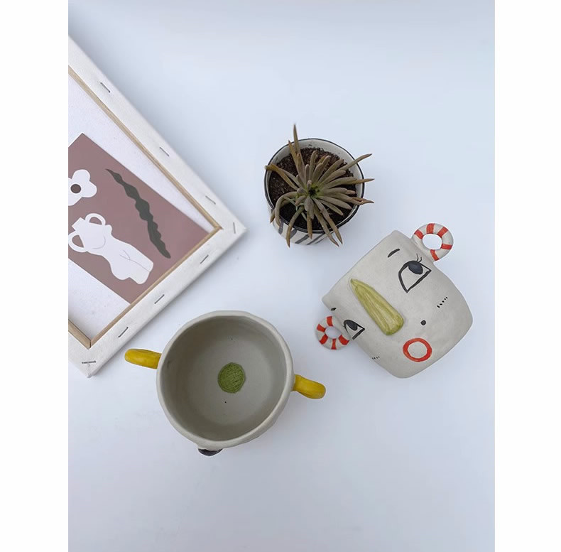 Abstract Cartoon Smiley Small Flower Pot