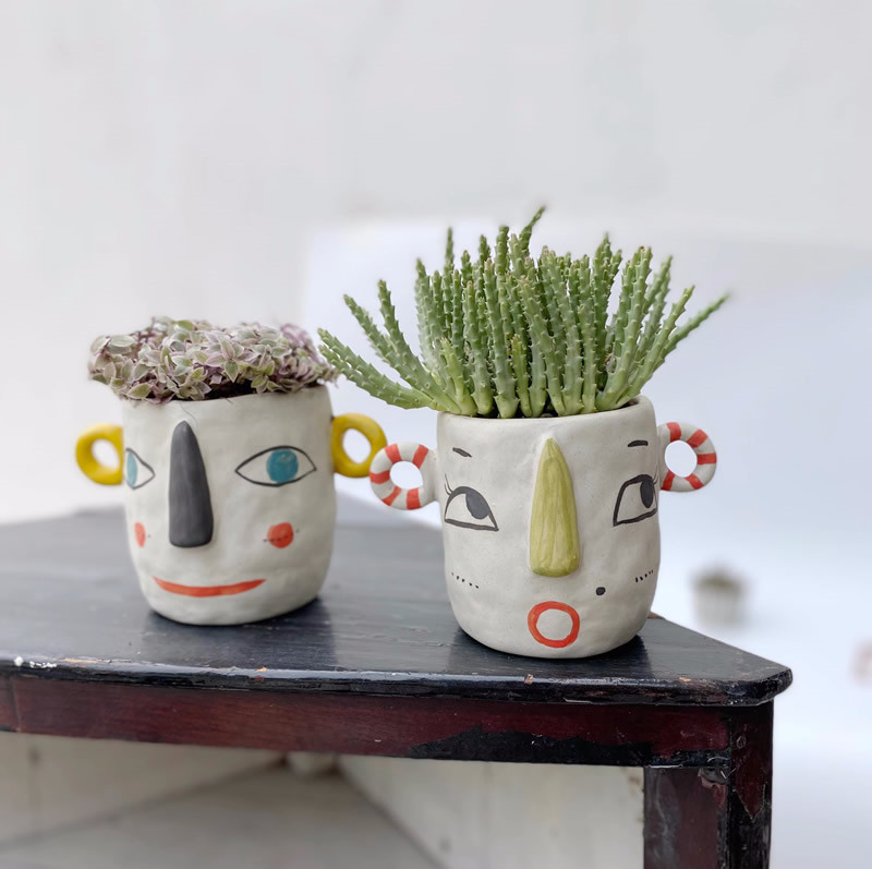 Abstract Cartoon Smiley Small Flower Pot