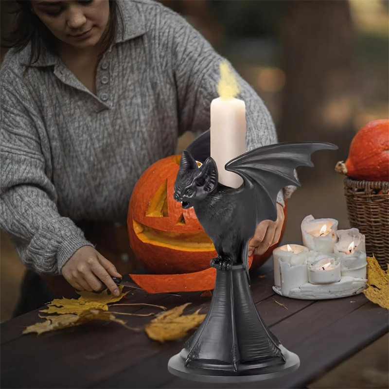 Bat Shaped Candle Holder Tabletop Decorations Statue
