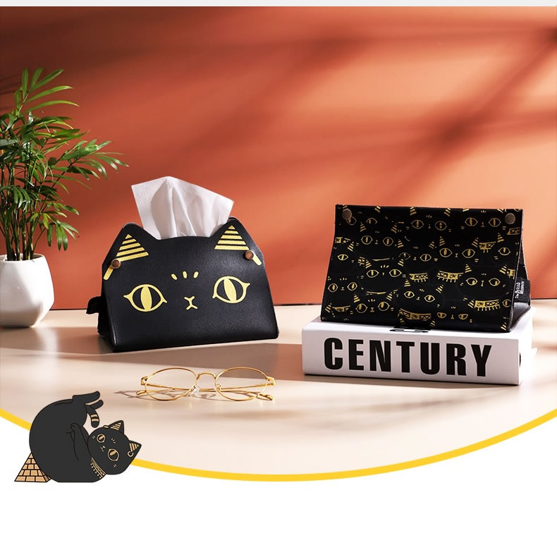 Big Eyes Black Cat Tissue Box
