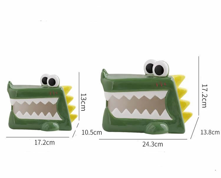 Big Eyes Green Alligator Porcelain Ceramic Tissue Box