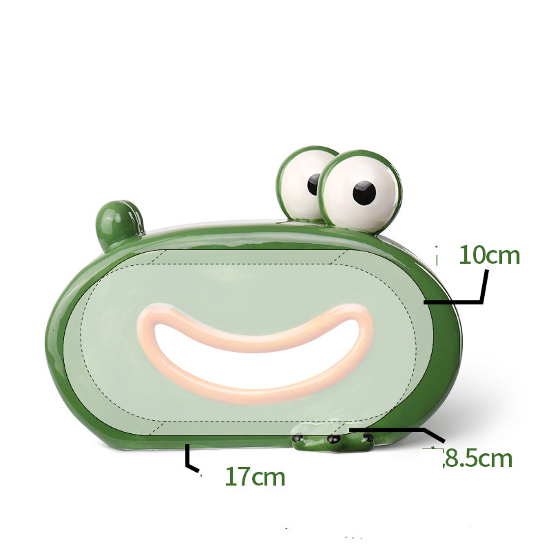 Big Mouth Green Frog Tissue Box With Cell Phone Holder
