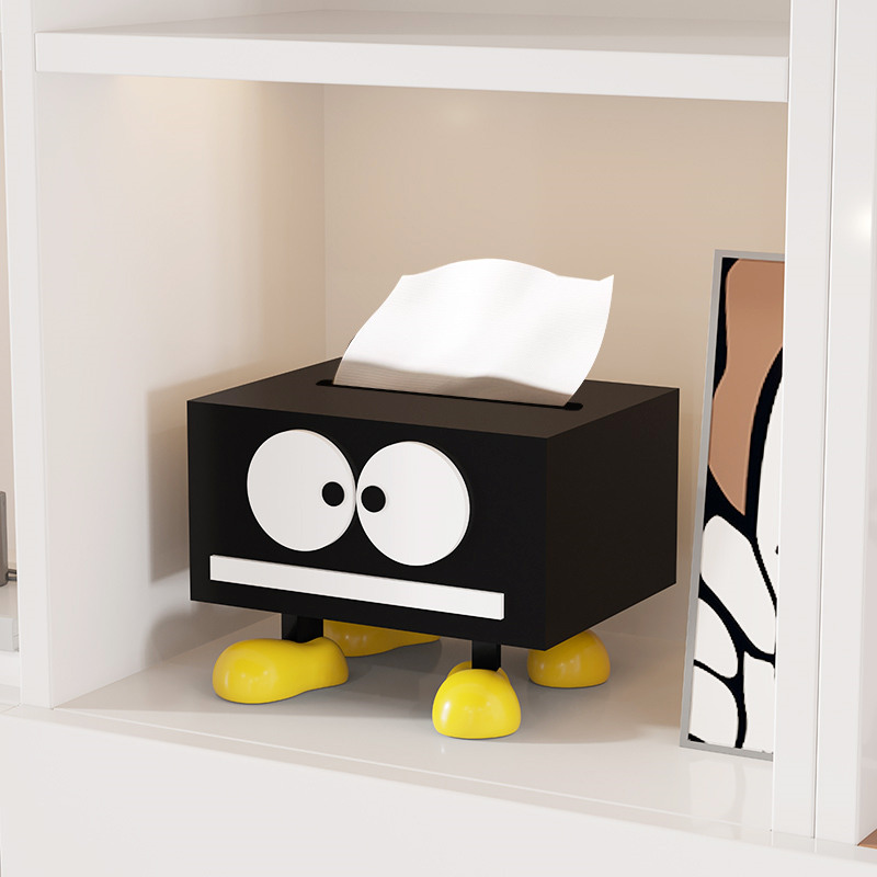 Black Big-Eyed Cartoon Expression Tissue Box