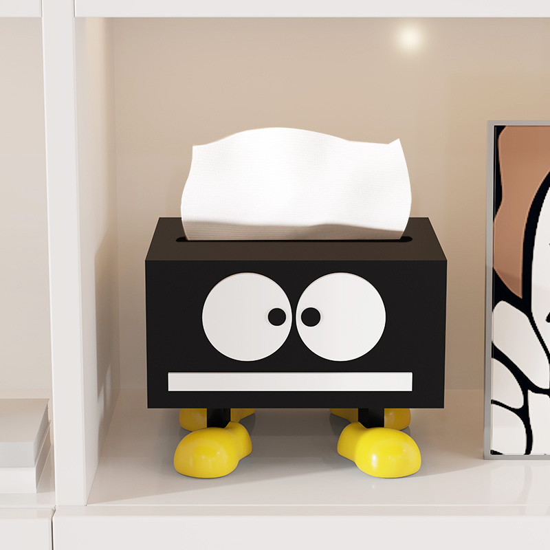 Black Big-Eyed Cartoon Expression Tissue Box