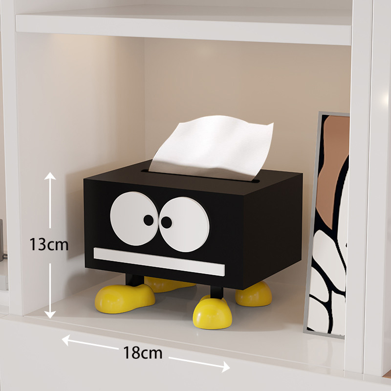 Black Big-Eyed Cartoon Expression Tissue Box