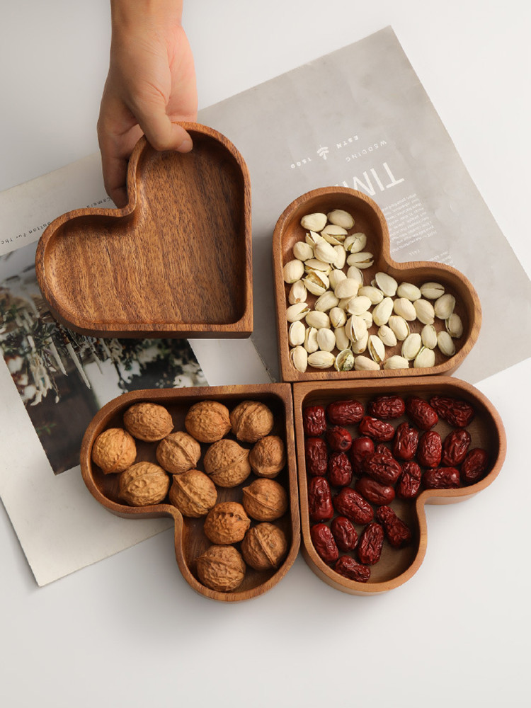 Black Walnut Heart-Shaped Candy,Nut Storage Tray