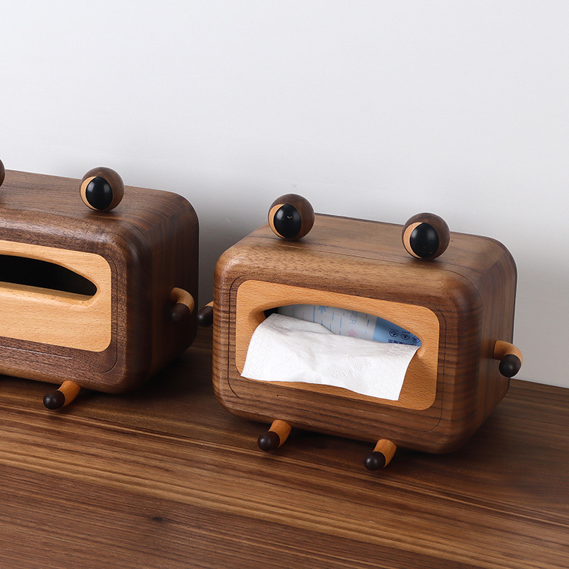 Black Walnut Wood Frog Tissue Box