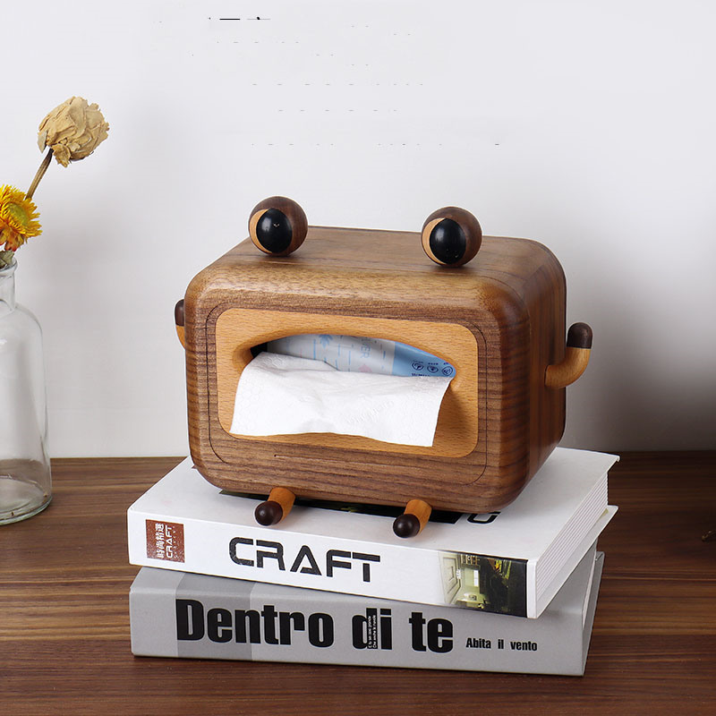 Black Walnut Wood Frog Tissue Box