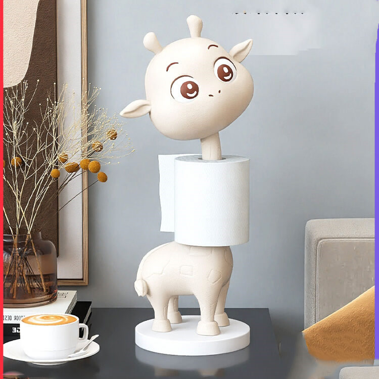 Cartoon Giraffe Paper Towel Holder, Desktop Decor