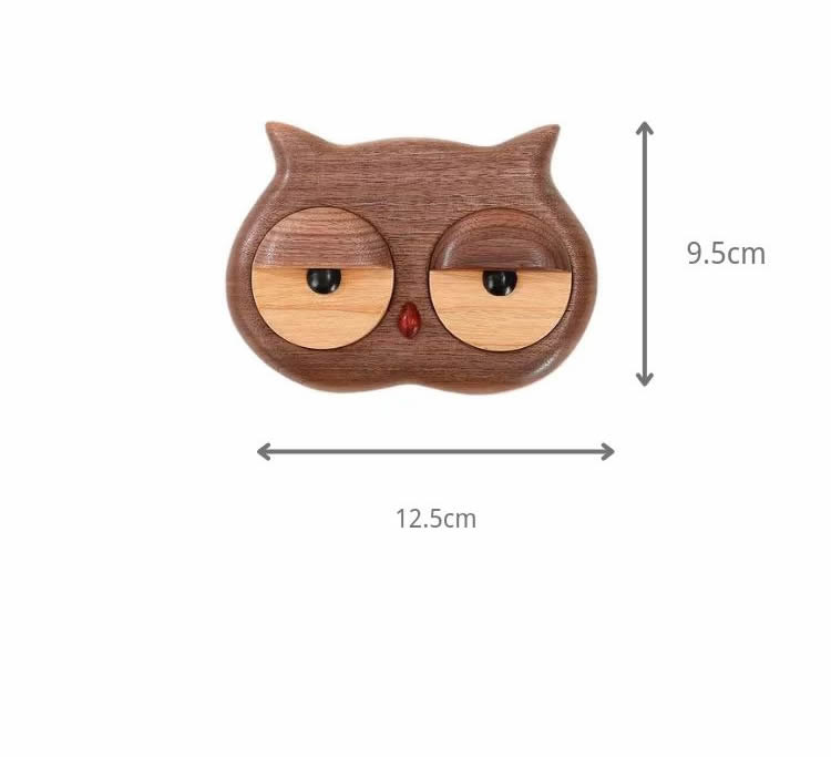 Classic Black Walnut Owl Jewelry Box