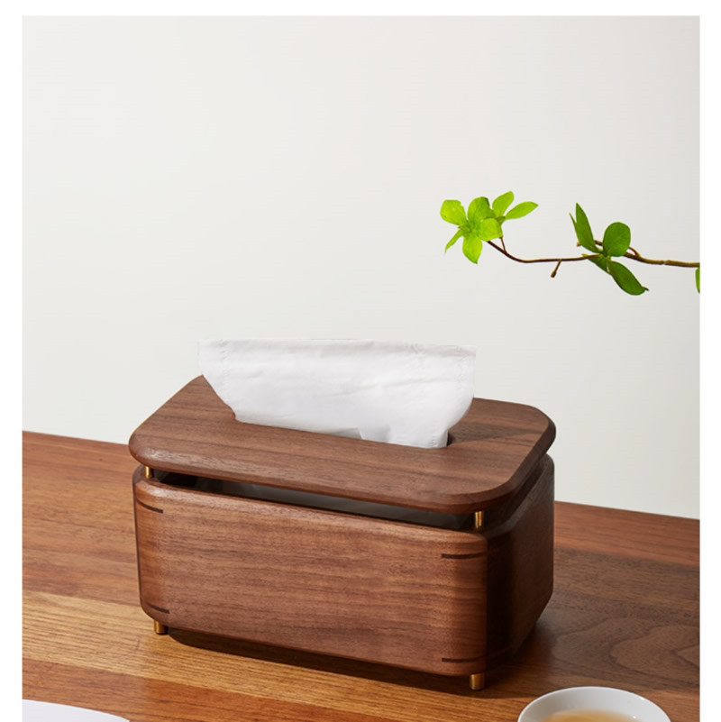 Classical Desktop Black Walnut Tissue Box