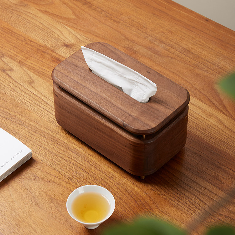 Classical Desktop Black Walnut Tissue Box