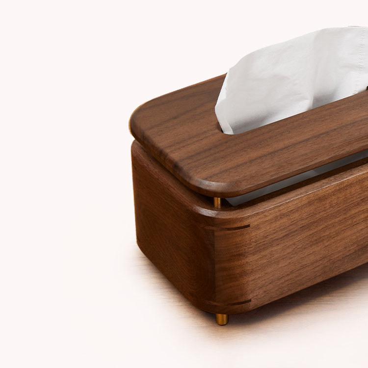 Classical Desktop Black Walnut Tissue Box