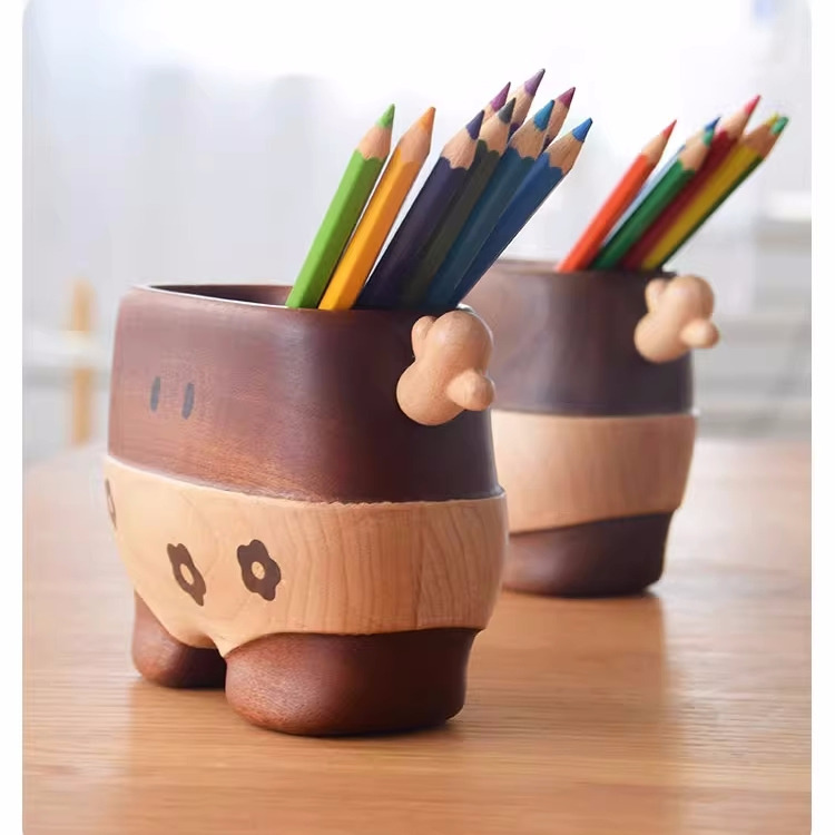 Fun Little Shorts Wooden Organize,Office Pen Holder