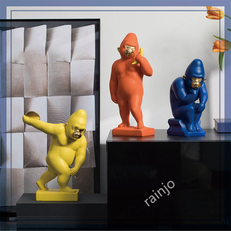 Funny Gorilla Sculpture Desktop Art Ornament Room Decoration Idea - FeelGift