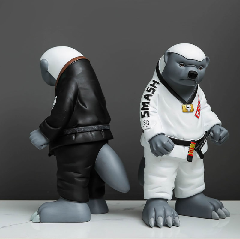 Funny Honey Badger Taekwondo Master, Desktop Sculpture Figurine