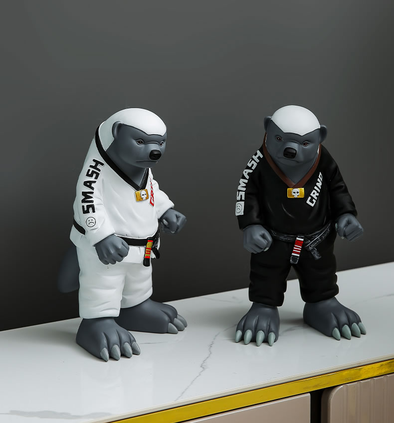 Funny Honey Badger Taekwondo Master, Desktop Sculpture Figurine