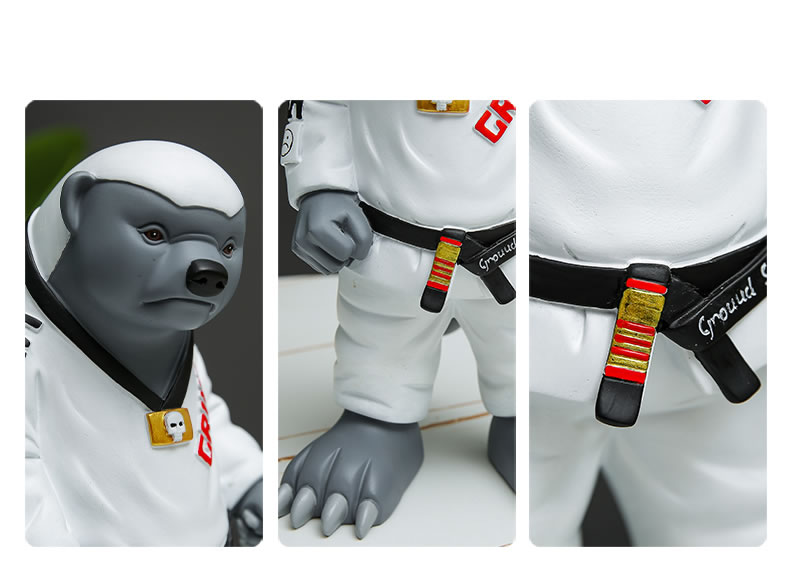 Funny Honey Badger Taekwondo Master, Desktop Sculpture Figurine