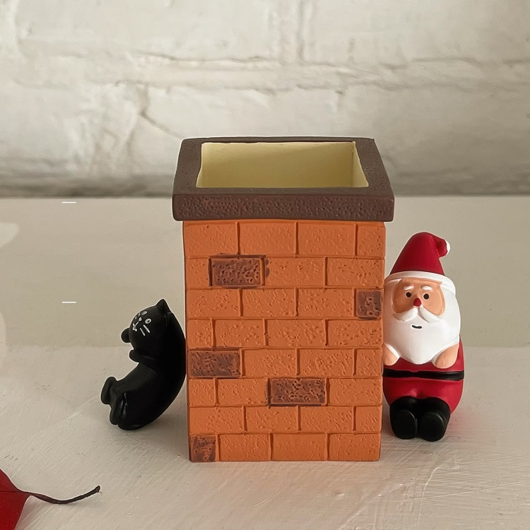 Funny Santa Claus Lying Chimney Pen Holder