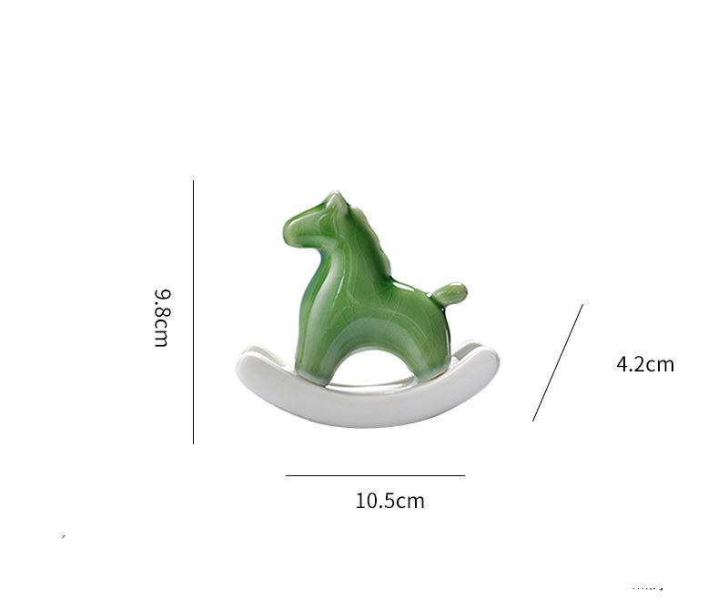 Green Ceramic Swinging Trojan Horse Desktop Ornament