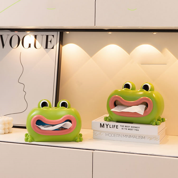 Happy Big-Mouthed Green Frog Tissue Box