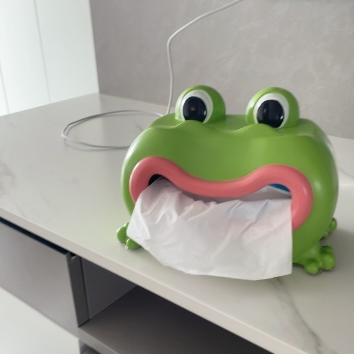 Happy Big-Mouthed Green Frog Tissue Box